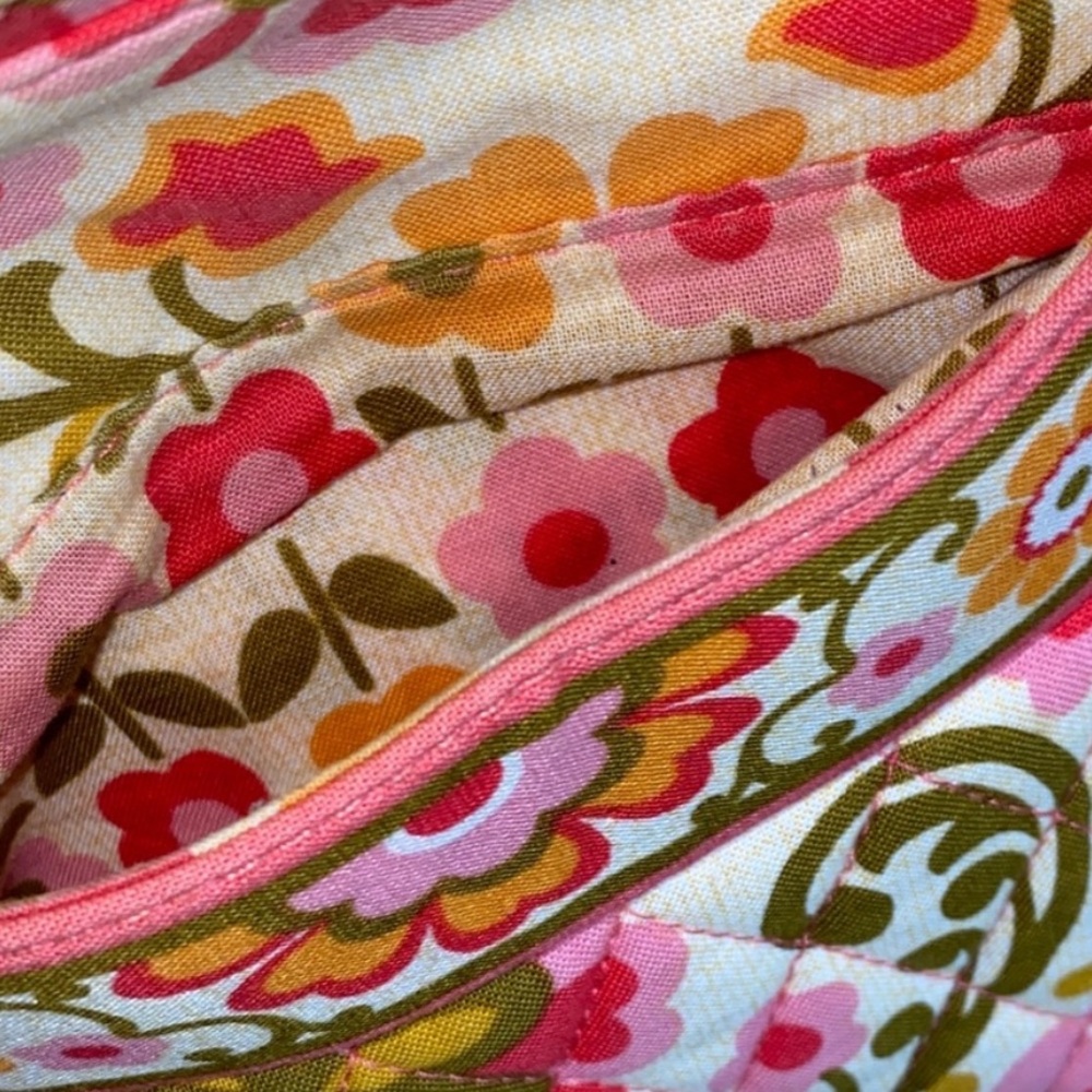 Vera Bradley Folkloric Saddle Up Pink, Green & Yellow Quilted  Shoulder Bag - Picture 3 of 6